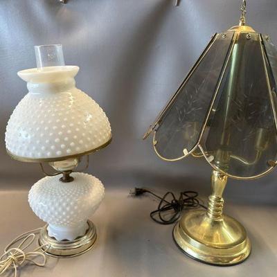 Milk glass and Touch Lamp