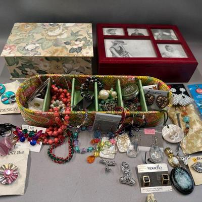 Assorted Costume Jewelry and Jewelry Boxes