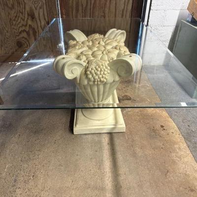 Vintage Rectangle Glass Pedestal Table