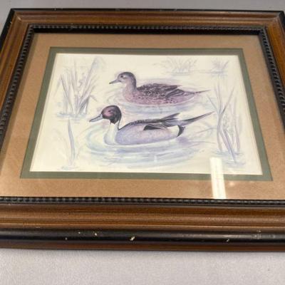 W. Otto Signed 1980 Ducks Print Framed and Matted 