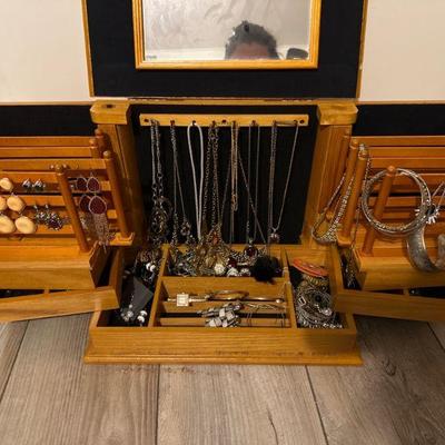 Jewelry Box Filled with Costume Jewelry