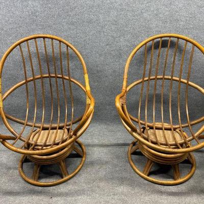 Vintage Bamboo Swivel Chair