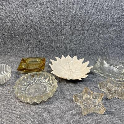 Assorted Ashtrays, Star and Flower Dish 