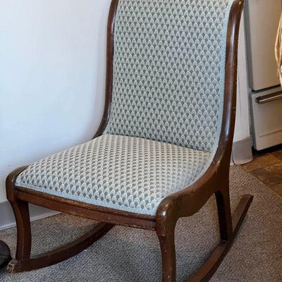 Vintage Scale Pattern Upholstered Rocking Chair
