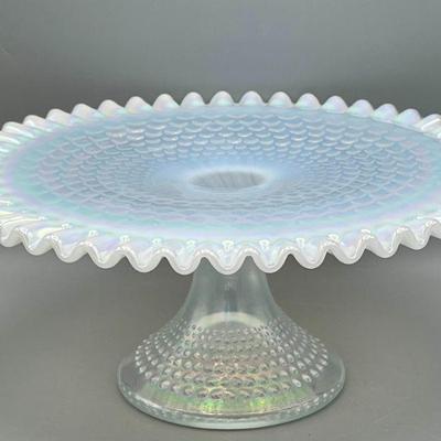 Opalescent Hobnail Cake Stand