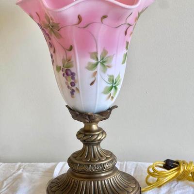Fenton Centennial Collection Floral Lamp With Brass Base
