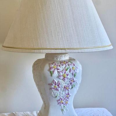 Large Floral Belleek Table Lamp
