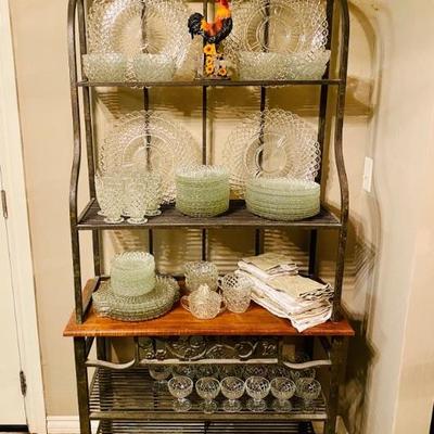 Baker's Rack with Depression Glass