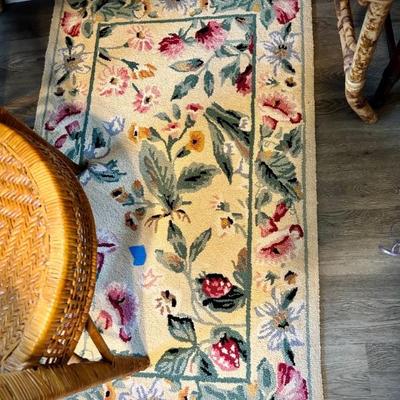 Hooked floral rug