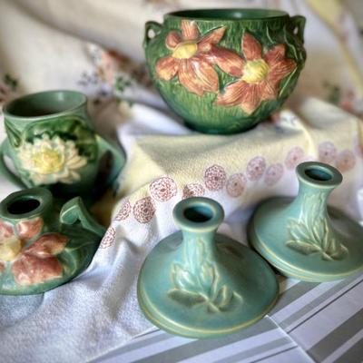 Green Roseville Pottery