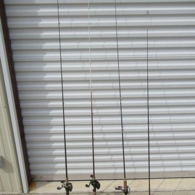 7FT GRAPHITE BUZZY ROD WITH ABU GARCIA REEL, GAMEDAY FIBERGLASS ROD WITH UNUSED 8 TO 1 RATIO REEL, SHIMANO CHRONARCH REEL WITH GRAPHIRE...