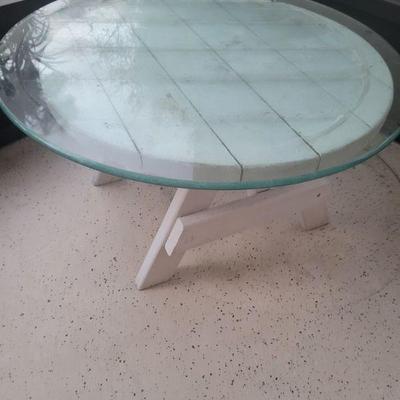handmade table with a glass top