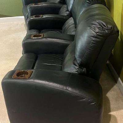 Curved Row 4-Chair Leather Recliner Home Theater Seating