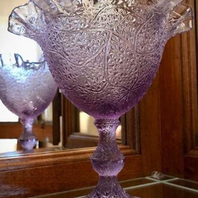 Purple Ruffle Glass Pedestal Dish