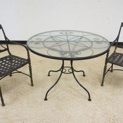 1185	PATIO TABLE WITH 2 METAL ARM CHAIRS
