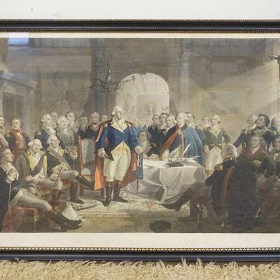 1032	ALEXANDER HAY RITCHIE LARGE ANTIQUE COLORED ENGRAVING *WASHINGTON & HIS GENERALS* APPROXIMATELY 29 IN X 40 IN
