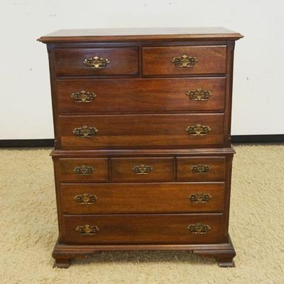 1226	JAMESTOWN WALNUT 7 DRAWER HIGH CHEST WITH REEDED SIDES, APPROXIMATELY 40 IN X 19 IN X 52 IN H
