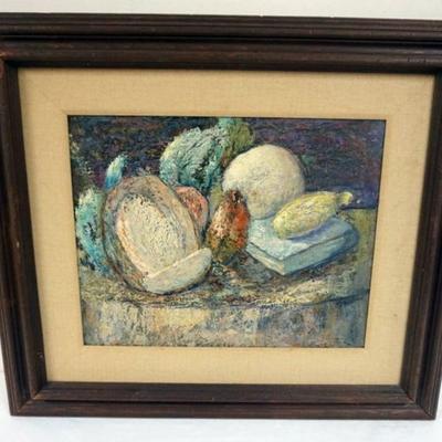 1119	WILLIAM STODDARD LOUGHRAN BUCKS COUNTY PA. ARTIST, 1901-1969, OIL ON BOARD, *STILL LIFE FRUIT*  , APPROXIMATELY 28 IN X 32 IN OVERALL
