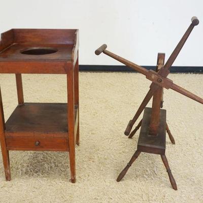 1208	ANTIQUE 1 DRAWER WASH STAND AND FLAX WINDER

