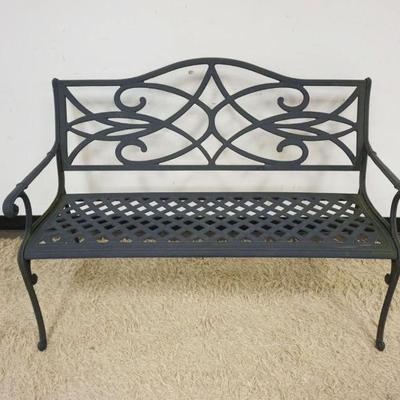 1184	CAST METAL PATIO SETTEE,  APPROXIMATELY 50 IN X 24 IN X 36 IN H
