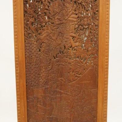 1241	PIERCED CARVED MAHOGANY PANEL W/AFRICAN THEME, APPROXIMATELY 19 IN X 38 IN
