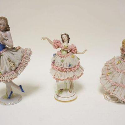 1261	LOT OF 3 GERMAN CHINA LACE FIGURINES W/LOSSES, APPROXIMATELY 10 IN
