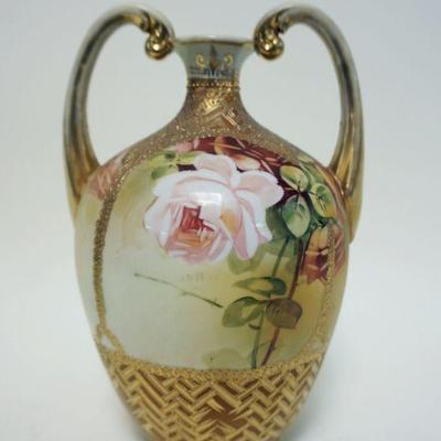 1071	HAND PAINTED NIPPON VASE, APPROXIMATELY 11 IN HIGH
