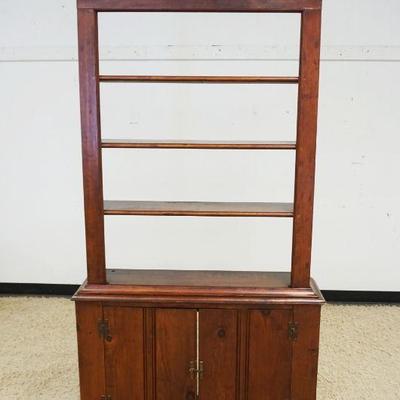 1205	NARROW PINE CONTEMPORARY COUNTRY STYLE OPEN HUTCH, APPROXIMATELY 40 IN X 12 IN X 77 IN H
