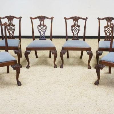 1187	SET OF 6 MAHOGANY CHIPPENDALE STYLE SIDE CHAIRS WITH UPHOLSTERED SEATS
