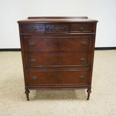 1197	WALNUT 4 DRAWER CHEST WITH REEDED COLUMNS, APPROXIMATELY 39 IN X 19 IN X 48 IN H
