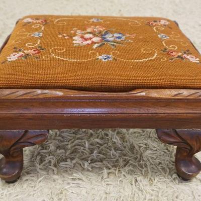 1236	WALNUT NEEDLEPOINT FOOT STOOL, APPROXIMATELY 16 IN X 14 IN X 9 IN H
