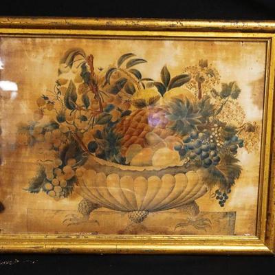 1031	ANTIQUE THEOREM PAINTING OF FRUIT IN CLAW FOOT BOWL, APPROXIMATELY 19 1/4 IN X 24 1/4 IN
