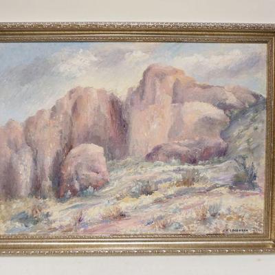 1294	WILLIAM STODDARD LOUGHRAN OIL ON BOARD *ARROYA-SALT RIVER VALLEY-I* 1957, APPROXIMATELY 23 IN X 27 IN OVERALL
