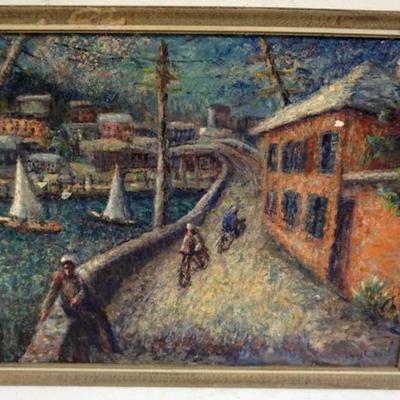 1115	WILLIAM STODDARD LOUGHRAN BUCKS COUNTY PA. ARTIST, 1901-1969, OIL ON BOARD, 1932  *BERMUDA*  , APPROXIMATELY 18 IN X 22 IN OVERALL,...