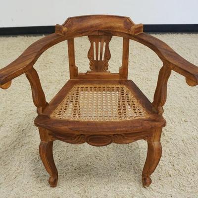 1232	DIMINUATIVE ANTIQUE HALF ROUND LYRE BACK CHILDS CHAIR WITH CANE SEAT
