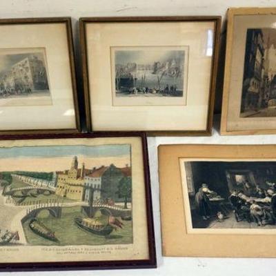 1103	LOT OF ASSORTED ANTIQUE ENGRAVINGS, LARGEST APPROXIMATELY 15 IN X 20 IN
