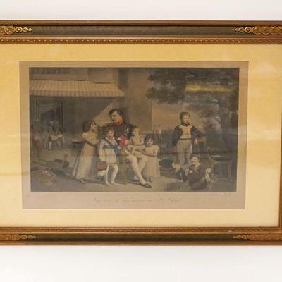 1026	ANTIQUE COLORED ENGRAVING OF NAPOLEON BONAPARTE & CHILDREN, HEL BRAUN, APPROXIMATELY 18 1/4 X 14 1/4 IN
