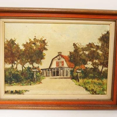 1084	OIL PAINTING ON CANVAS OF HOME IN WOODS PORTRAIT ARTIST SIGNED LOWER RIGHT, APPROXIMATELY 10 IN X 12 IN OVERALL
