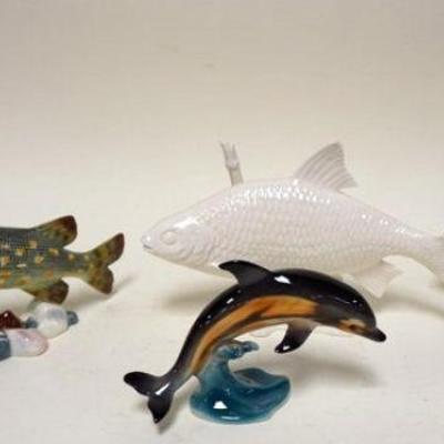 1131	GOEBEL FISH FIGURINES, LOT OF 4, LARGEST APPROXIMATELY 9 IN H
