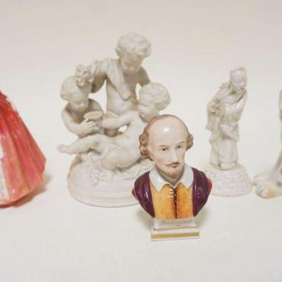 1255	GROUP OF SMALL FIGURINES INCLUDING BUST OF SHAKESPEARE, LARGEST APPROXIMATELY 7 IN
