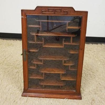 1168	ASIAN MAHOGANY HANGING DISPLAY CASE, PAGODA TOP
