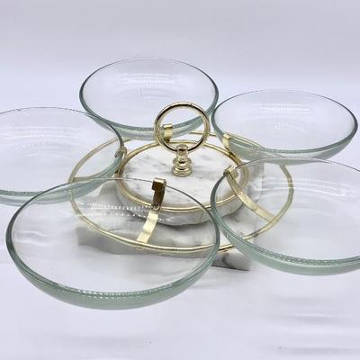 Marble, brass and glass lazy susan