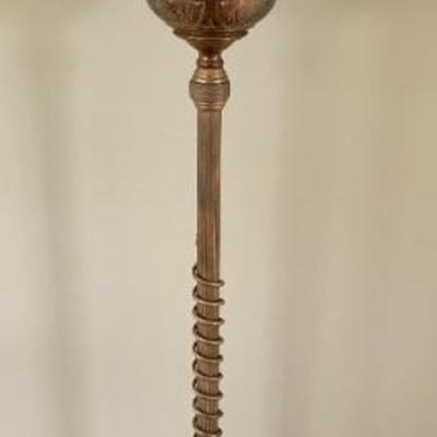 19th C. Cast iron and brass P.E. Guerin style floor lamp w/ ostrich talon base.