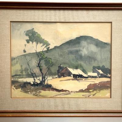 Two watercolor paintings by Harold Vroom. 26x32 overall