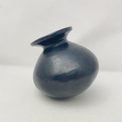  Santa Clara Pueblo Vessel w/ Rounded Bottom Black Ware Pottery