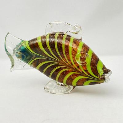 Studio Hand Blown Iridescent Art Glass Tropical Fish by Jon Bush Studios 