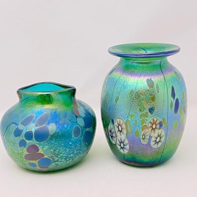  Hand Blown Iridescent Art Glass Vessels by Jon Bush Studio Glass
