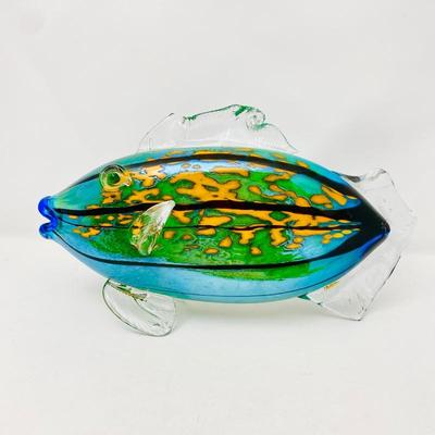 Hand Blown Iridescent Art Glass Tropical Fish by Jon Bush Studios 