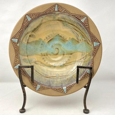 Large 13â€ Decorative Studio Art Pottery Bowl w/ Stand by Local Colorado Artist Lori Hannan