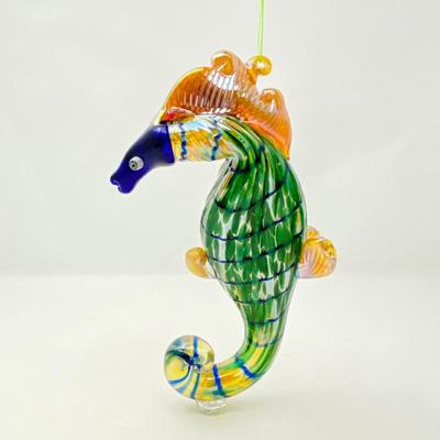  Hand Blown Iridescent Art Glass Sea Horse by Jon Bush Studio Glass